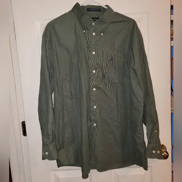 5 for $20 | Nautica Olive and Beige Button Down Shirts Bundle (2pc) - Picture 2 of 14